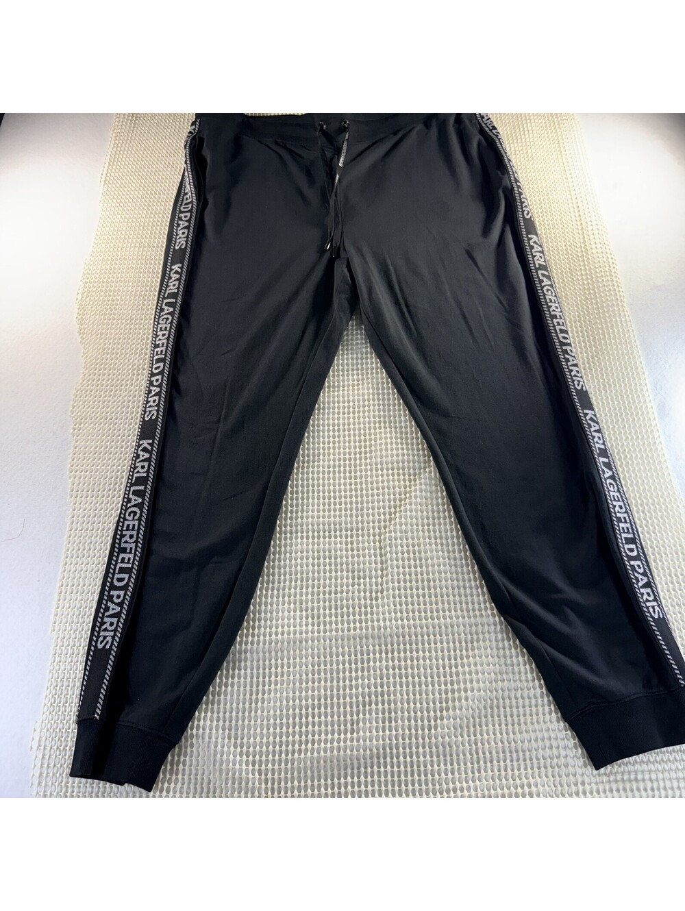 Karl Lagerfeld Paris Women’s Logo Side Stripe Jogger Sweatpants Size XL Black